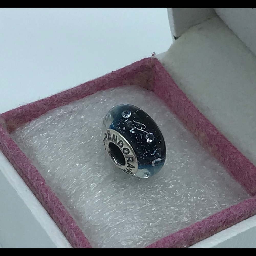 Pandora “ Midnight Effervescence “ S925ale Murano Glass Charm # 791627CZ, M3